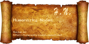 Humenszky Noémi névjegykártya